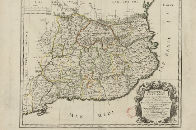 Imagen 5. Mapa del Principado de Catalunya y condados del Rosellón y de la Cerdanya (1660). Obra de Nicolas Samson. Fuente Bibliothèque Nationale de France