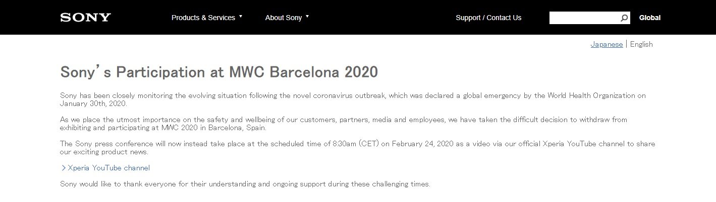 Sony comunicado Mobile