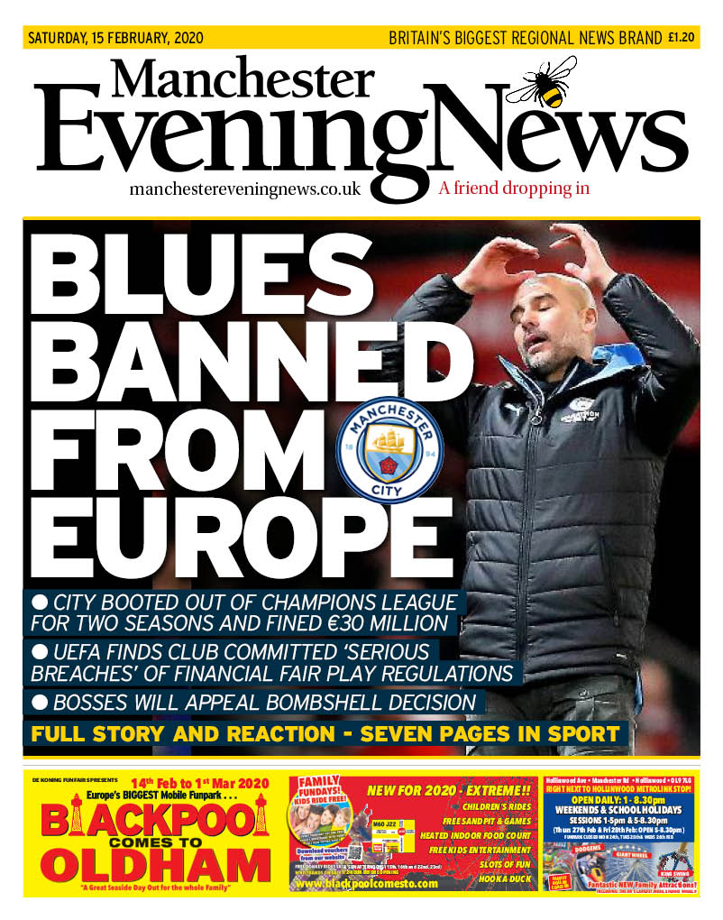 Manchester Evening News deportes Portada 15 02 2020