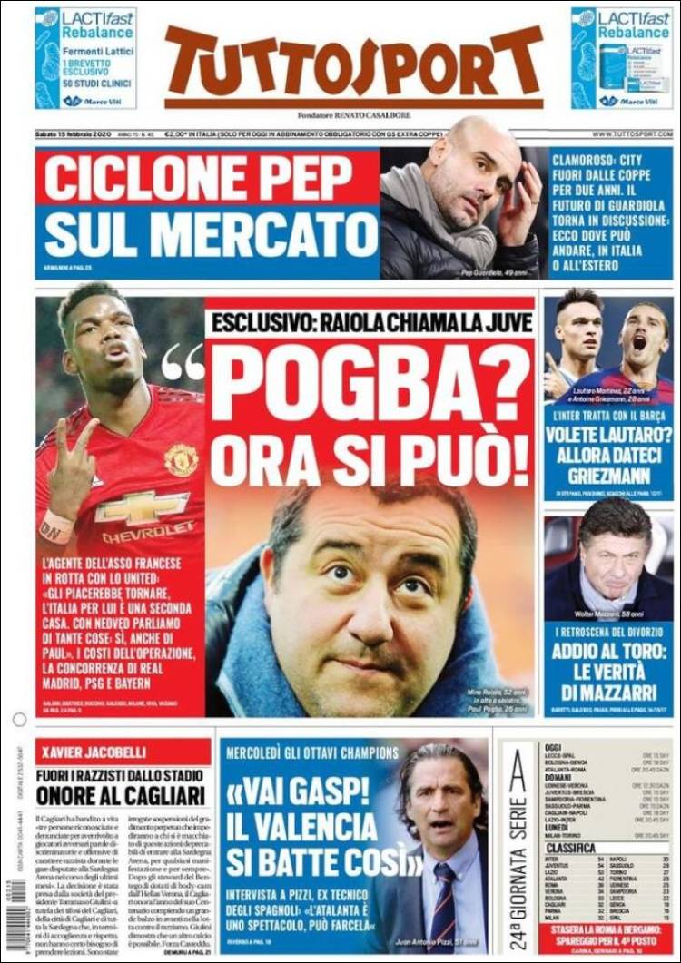 Tuttosport Portada 15 02 2020