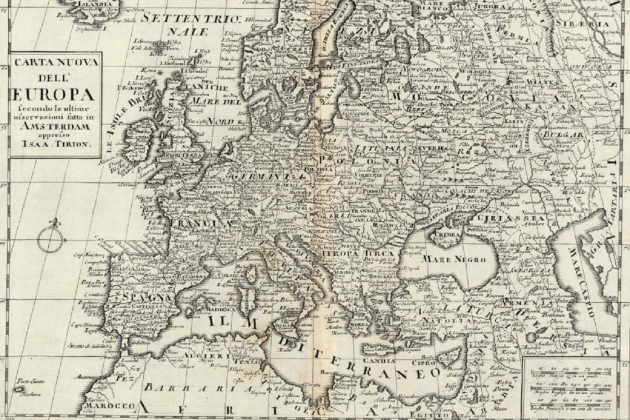 Imatge 2. Mapa d'Europa (1700), obra d'Isaac Tirion. Font Institut Cartografic de Catalunya