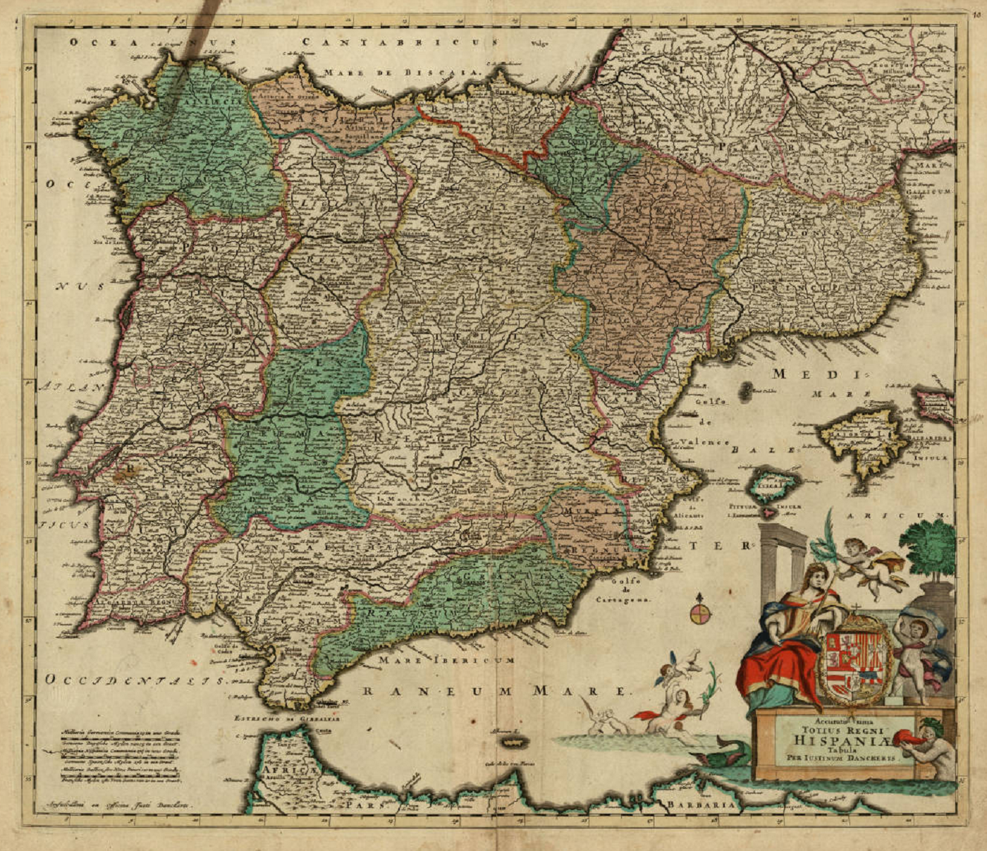 Imatge 3. Mapa de la península ibèrica (1690), obra de Justus Danckerts. Font Institut Cartografic de Catalunya