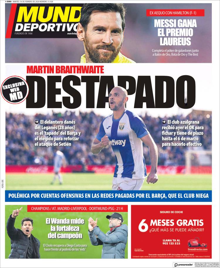 Mundo Deportivo Portada 18 02 2020