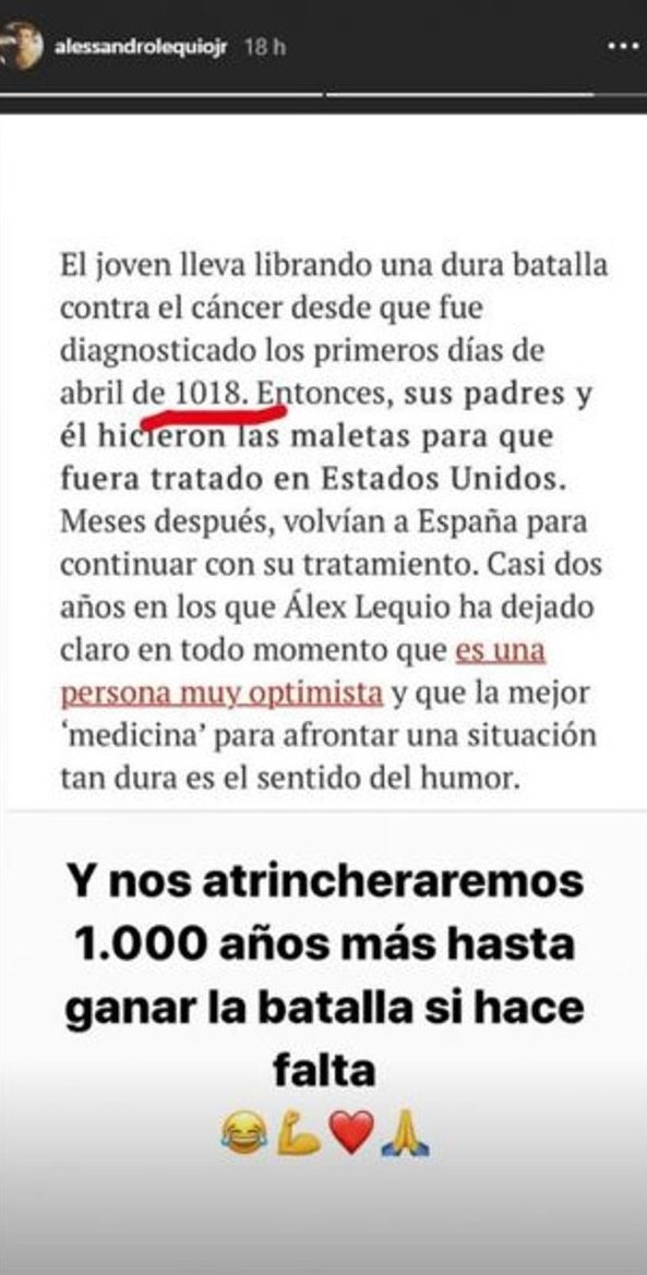 Álex Lequio enfermedad Instagram