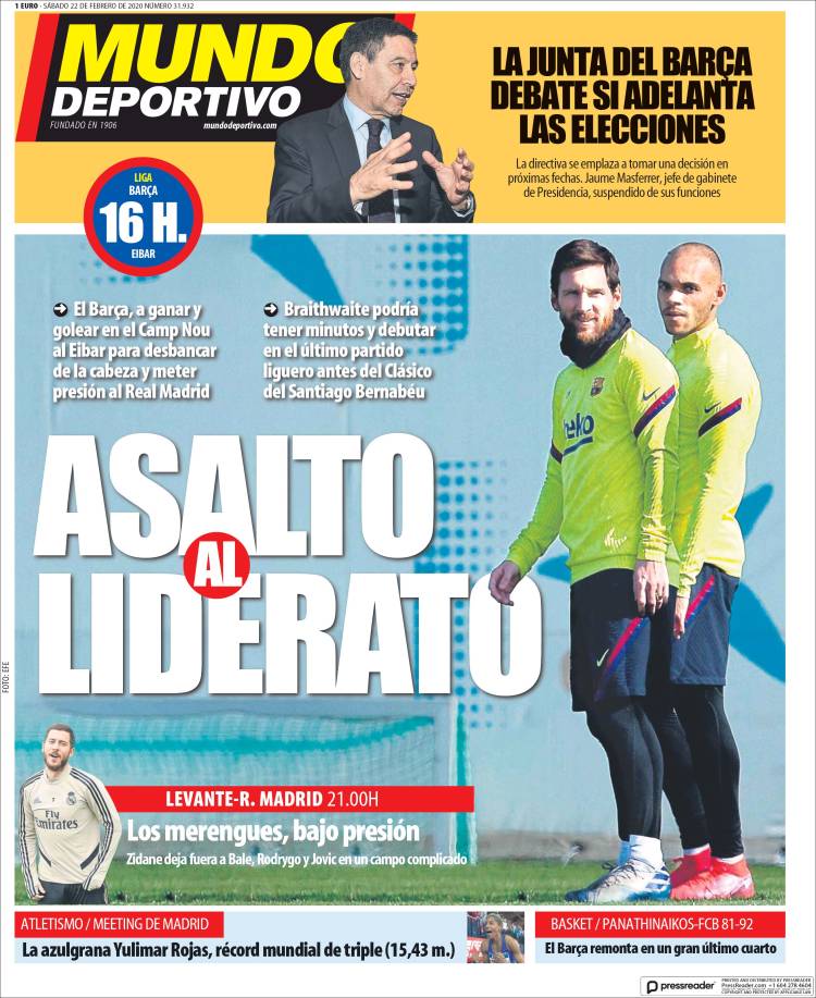 Mundo Deportivo Portada 22 02 2020