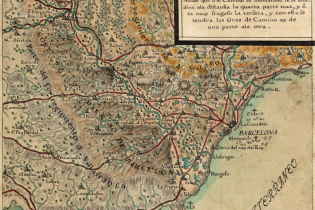 Imatge 5. Mapa del Corregimiento de Barcelona (1716), obra del comte de Darnius. Font Institut Cartografic de Catalunya