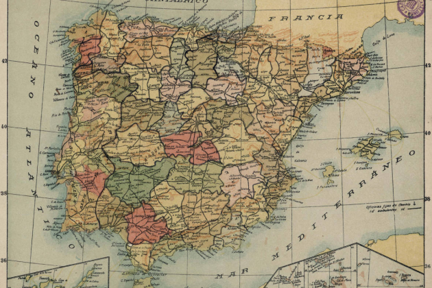 Imagen 7. Mapa de la península ibérica (1890). Fuente Instituto Cartografic de Catalunya