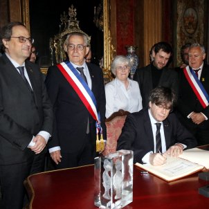 Torra i Puigdemont ajuntament Perpinyà ACN Torra i Puigdemont ajuntament Perpinyà ACN