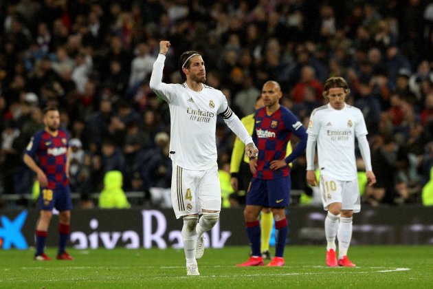 Sergio Ramos celebra gol Reial Madrid Barca EFE