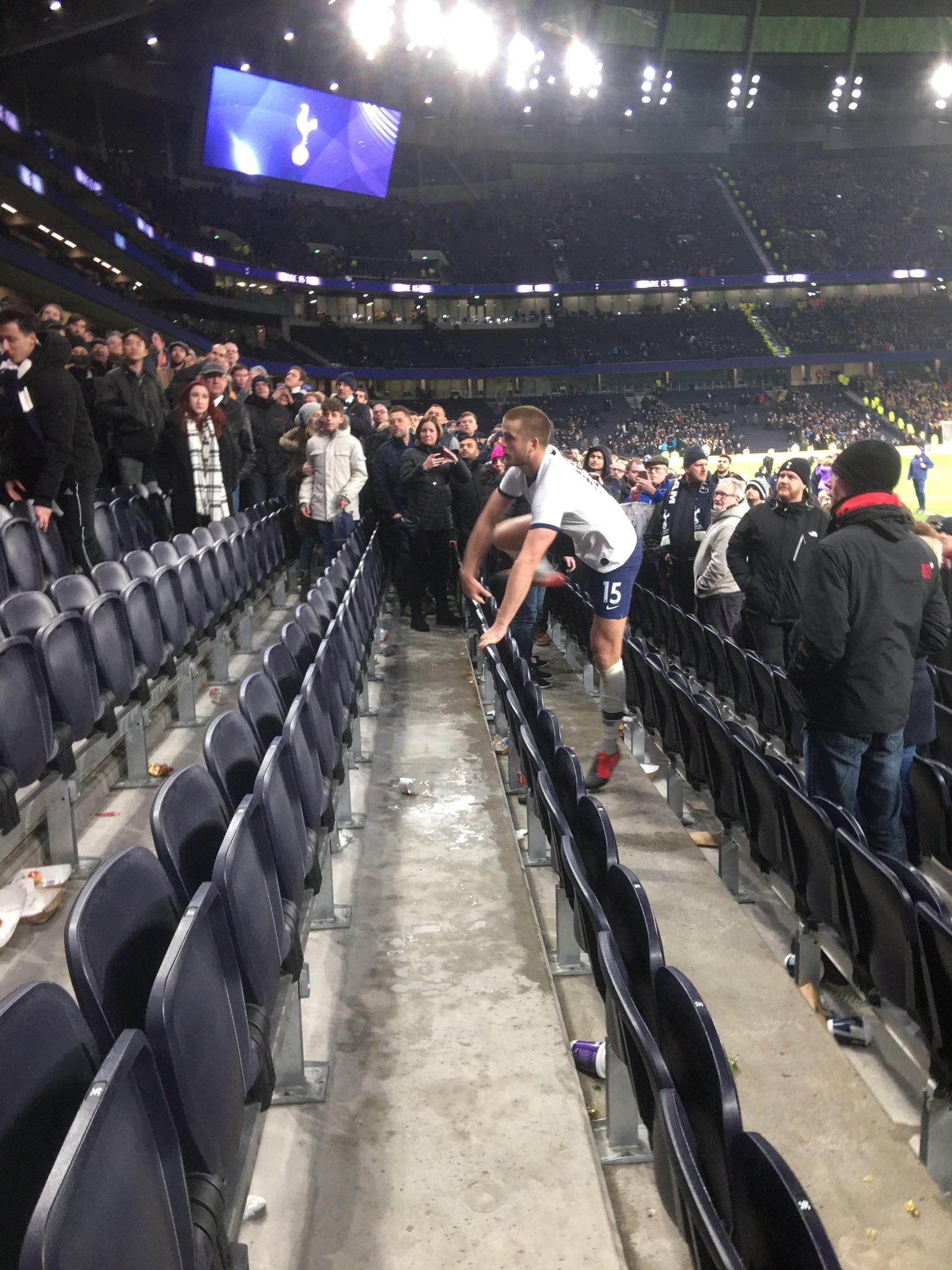 VÍDEO | Un jugador del Tottenham puja a la graderia per pegar un aficionat