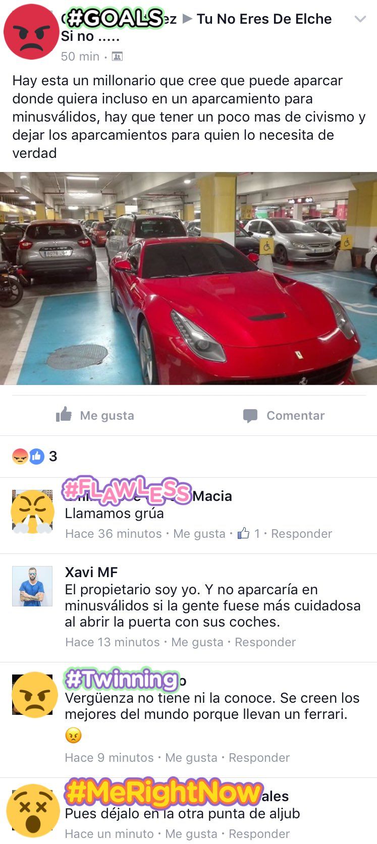 El creador de Hawkers que justifica aparcar su Ferrari en zona de