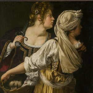 Representació barroca de Judit i la seva doncella, obra de Artemisia Gentileschi. Palau Pitti. Florència