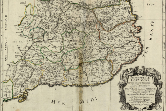 Mapa diocesano de Catalunya (1660). Fuente Cartoteca de Catalunya