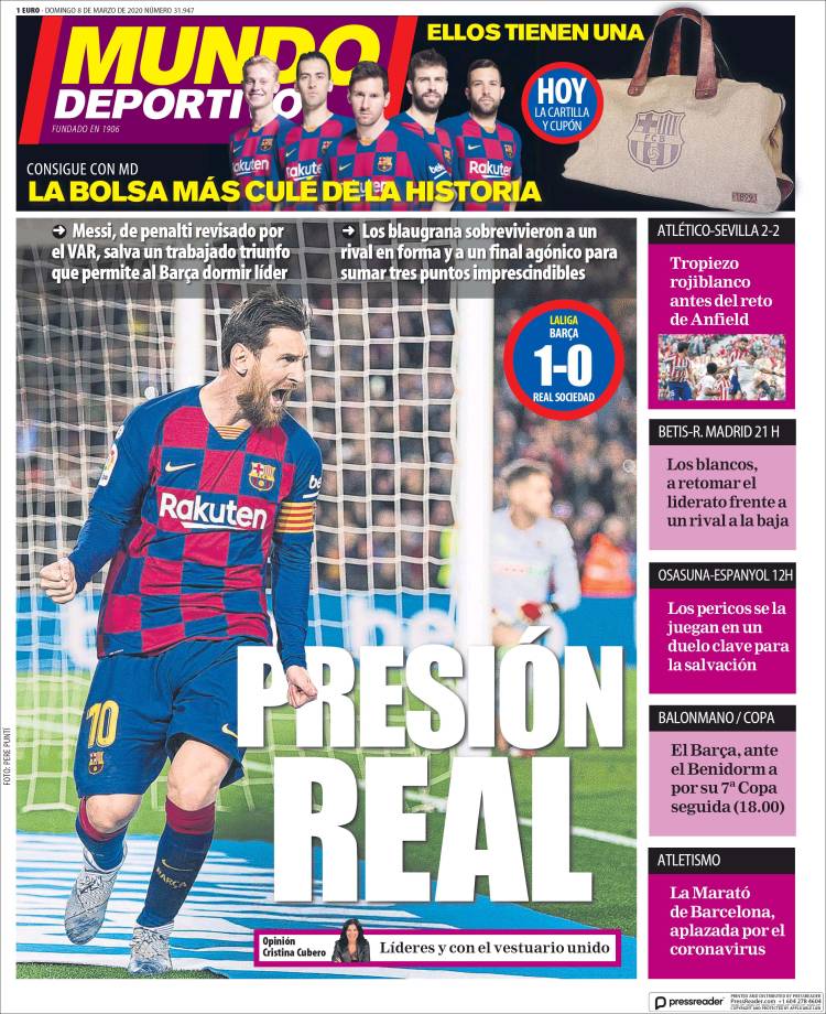 Mundo Deportivo Llevada|Traída 08 03 2020