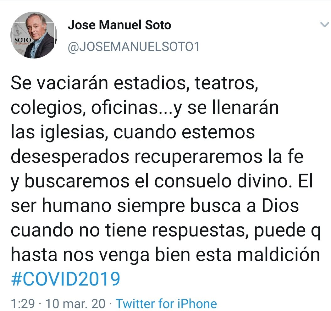 José Manuel Soto coronavirus