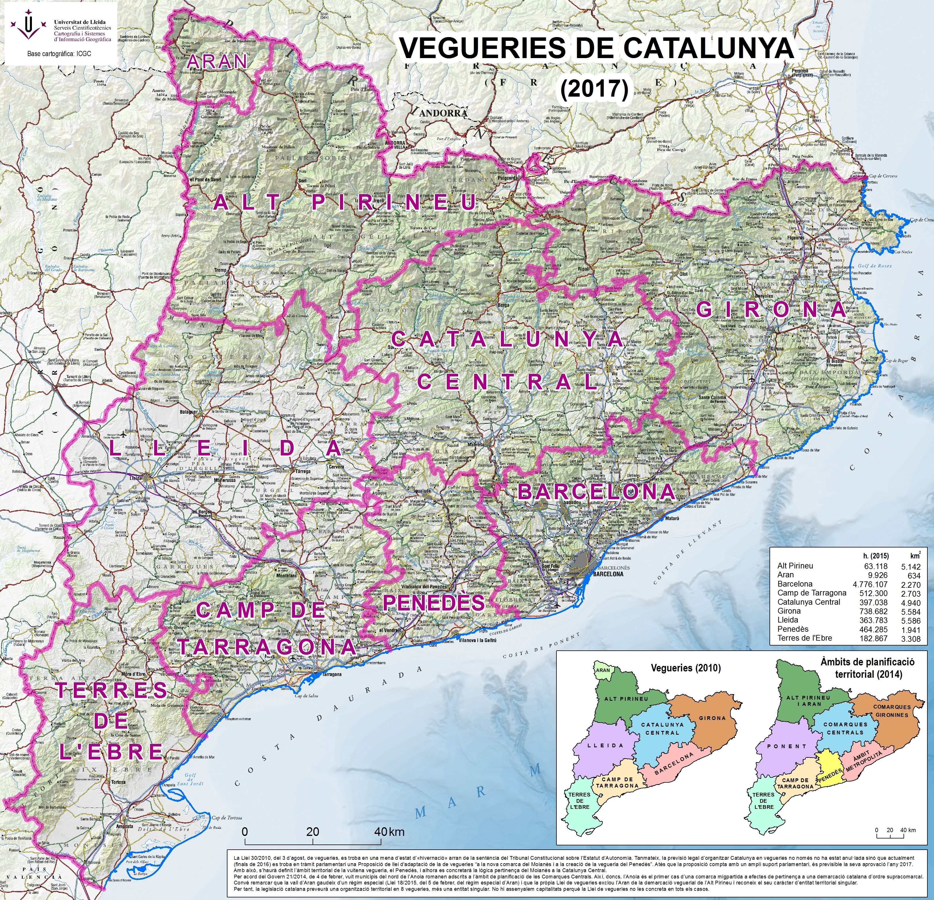 La Universitat de Lleida elabora el mapa de veguerías 2017