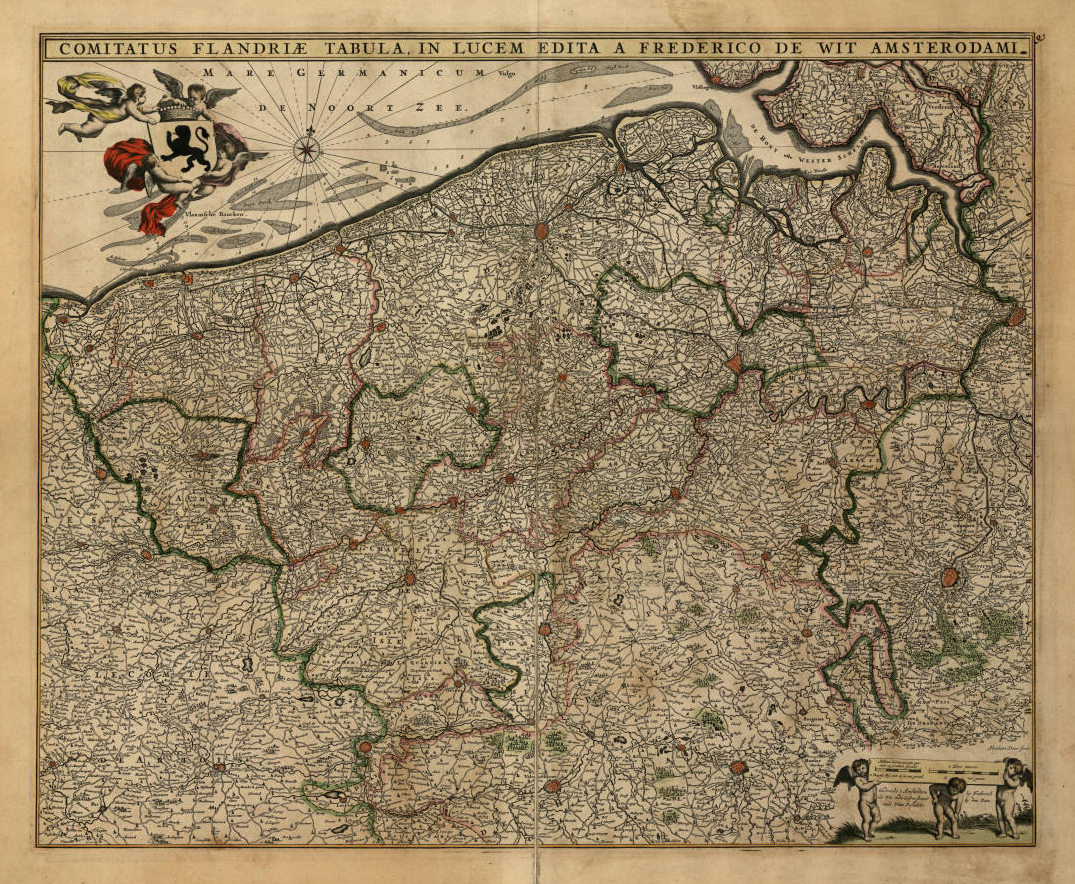 Mapa del condado de Flandes (1680). Fuente Cartoteca de Catalunya