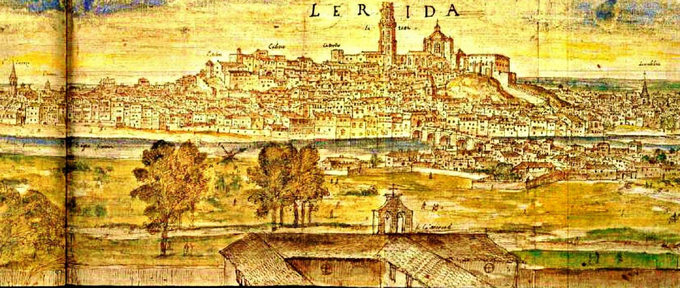 Grabado de Lleida (1585), obra de Wyndegaerde. Fuente Blog Cuál la Hacemos