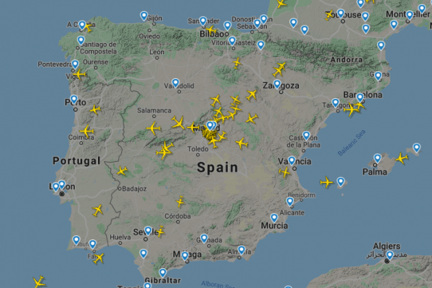 FLIGH RADAR IN OUT MADRID