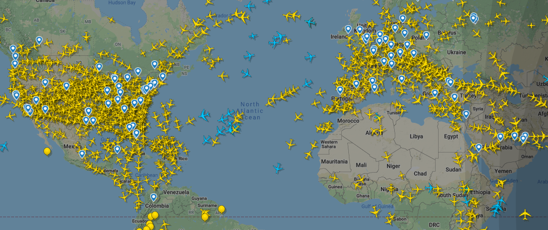 flight radar aviones mundo 16 marzo 17h
