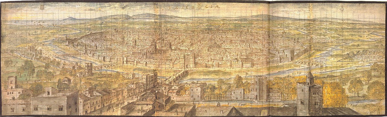 Valencia a finales del siglo XVI, obra de Wyngaerde. Font Viquipedia