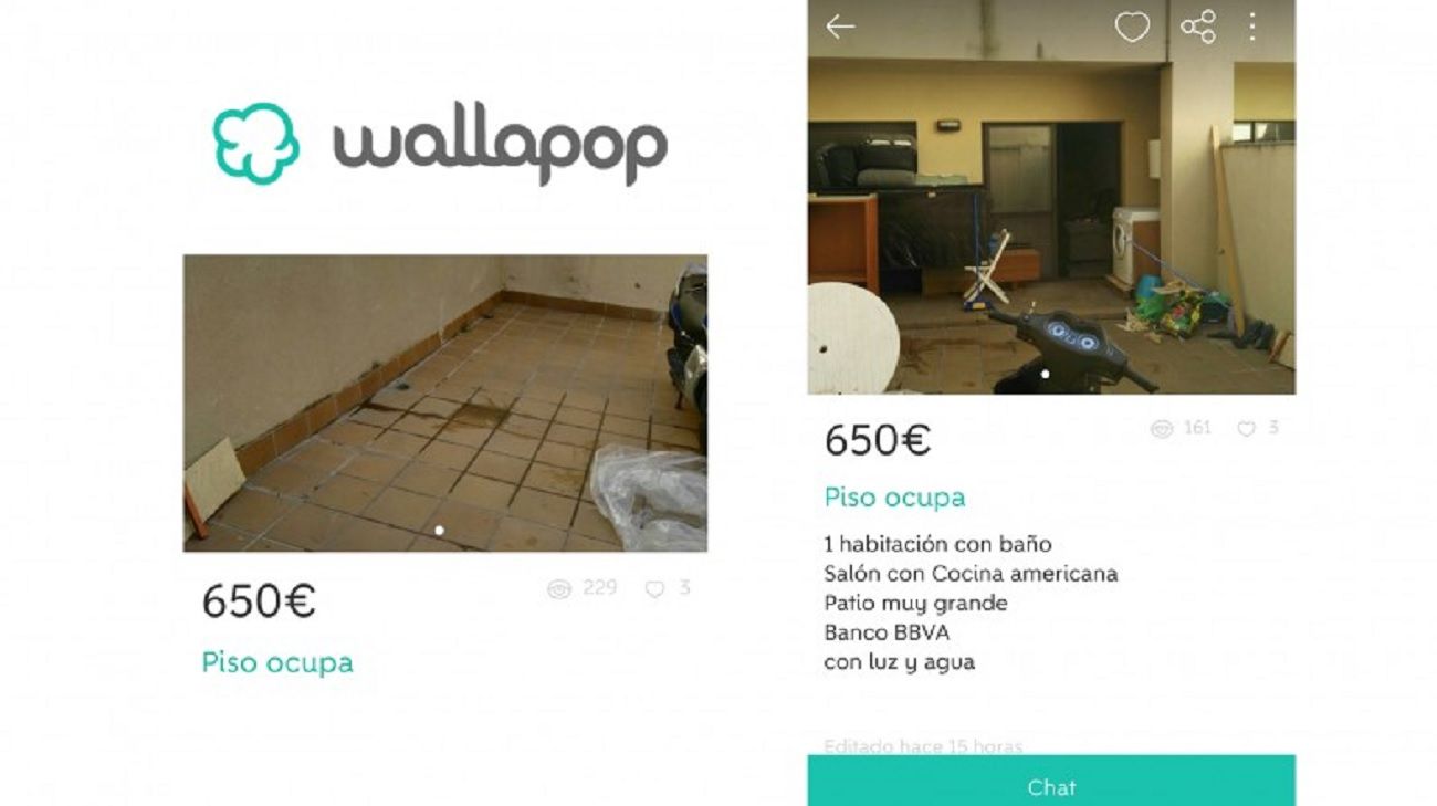 Intentan realquilar un piso 'okupa' en Wallapop por 650 euros