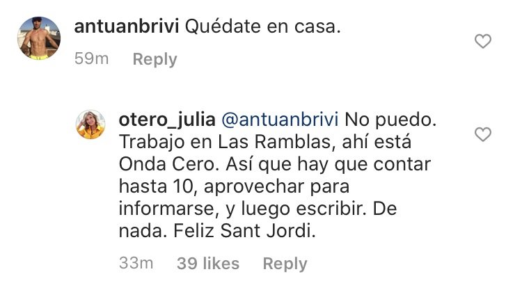 Julia Otero instagram comentari