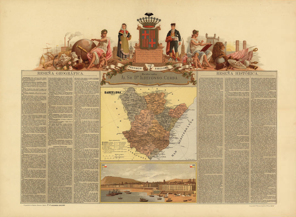 Mapa de la provincia de Barcelona con reseña geogràfica e històrica (1875). Fuente Cartoteca de Catalunya
