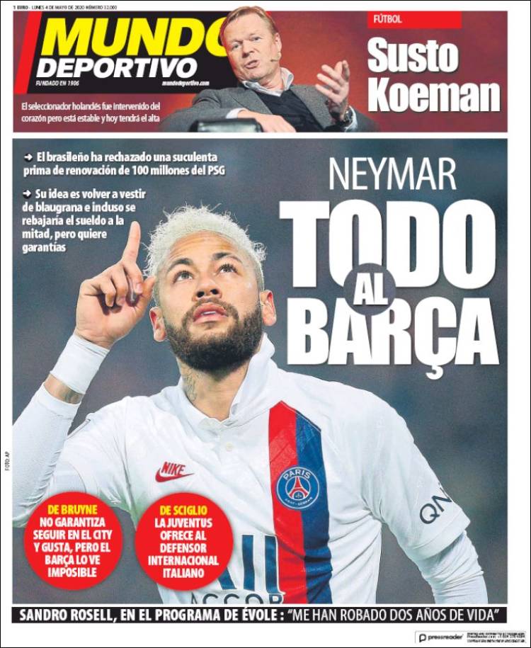 Mundo Deportivo Portada 04 05 2020