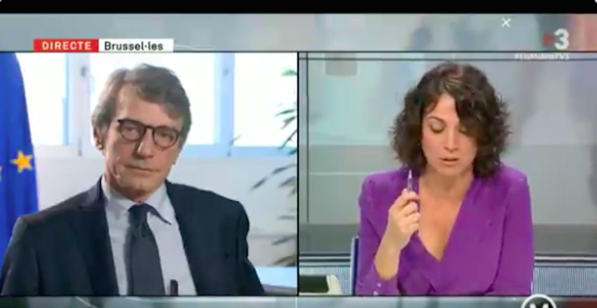 Polèmica entrevista de TV3 a David Sassoli, que obliga a fer-la en castellà