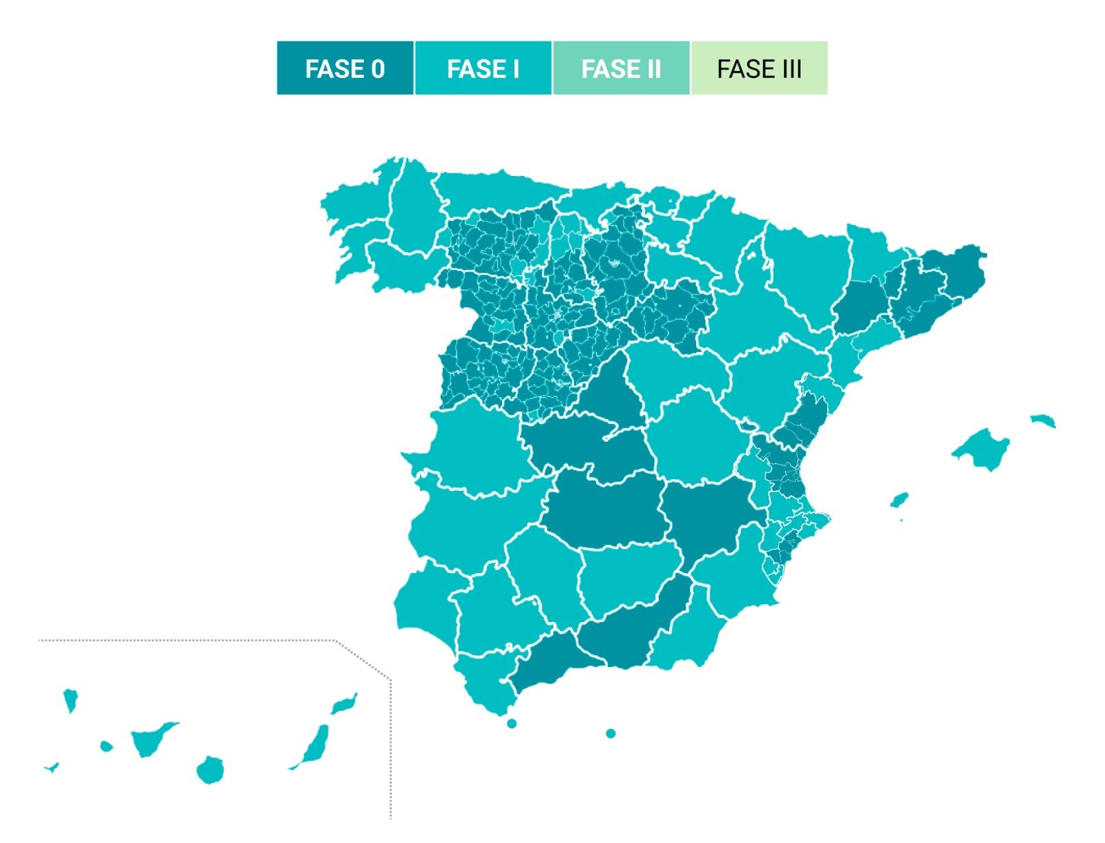 Mapa canvi de fase coronavirus desconfinament - Moncloa