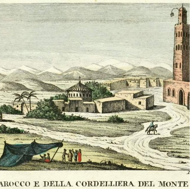 Dibujo de un pueblo de Marruecos, de las anotaciones d'Alí Bei. Fuente Archivo de El Nacional