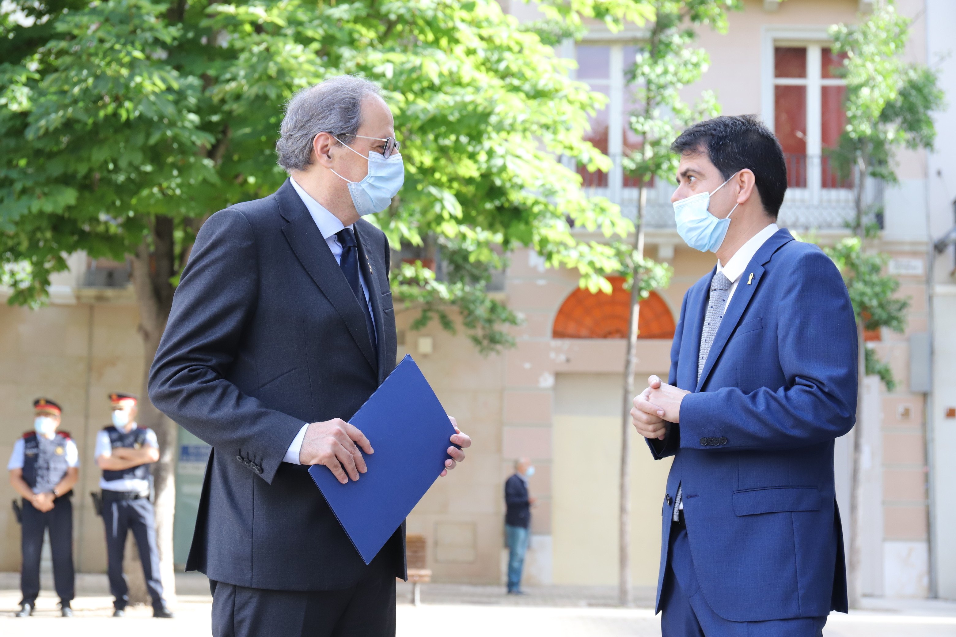 Igualada, primera salida postconfinamiento de Torra: "Era muy importante venir"
