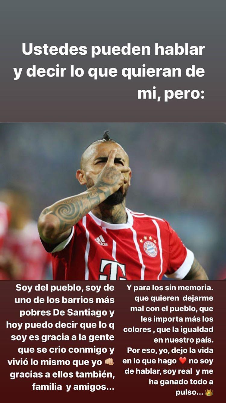 arturo vidal instagram critica