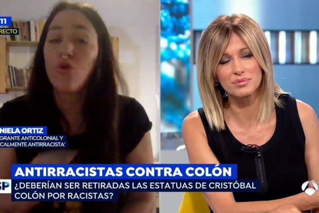 antirracista estatua colom griso