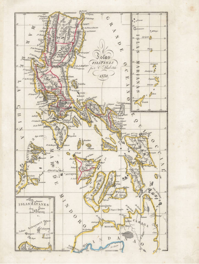 Mapa de las Filipinas (1850). Fuente Cartoteca de Catalunya