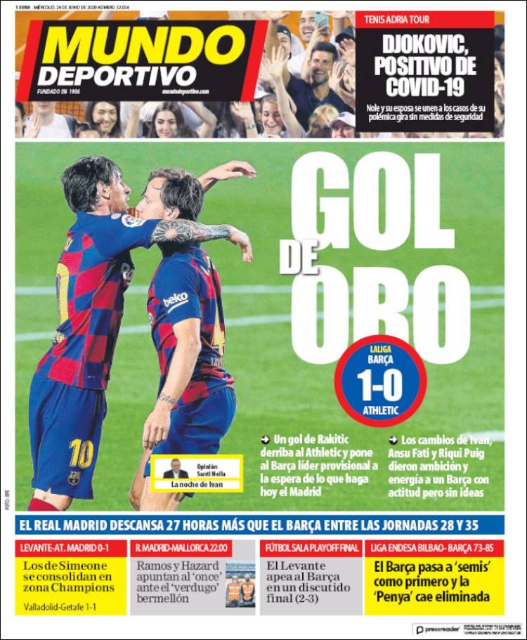 Mundo Deportivo Llevada|Traída 24 06 2020