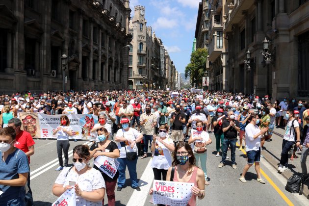 manifestacio sindicados barcelona CCOO UGT USOC - ACN