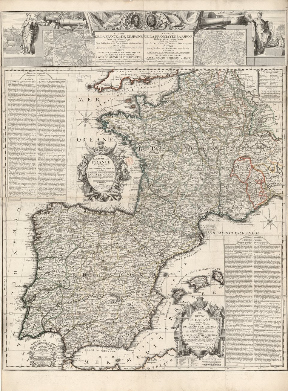 L'union de la France et de l'Espagne sous un même degré (1700), obra de Nolin. Font Cartoteca de Catalunya