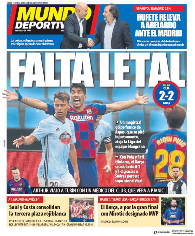 Mundo Deportivo Llevada|Traída 28 06 2020