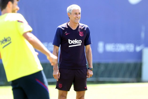 Quique Setien entrenamiento Barca @FCB