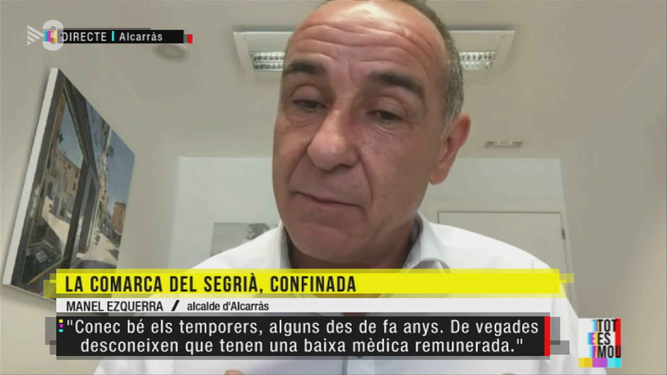 L'alcalde d'Alcarràs diu que Salut no ha controlat els confinaments a casa