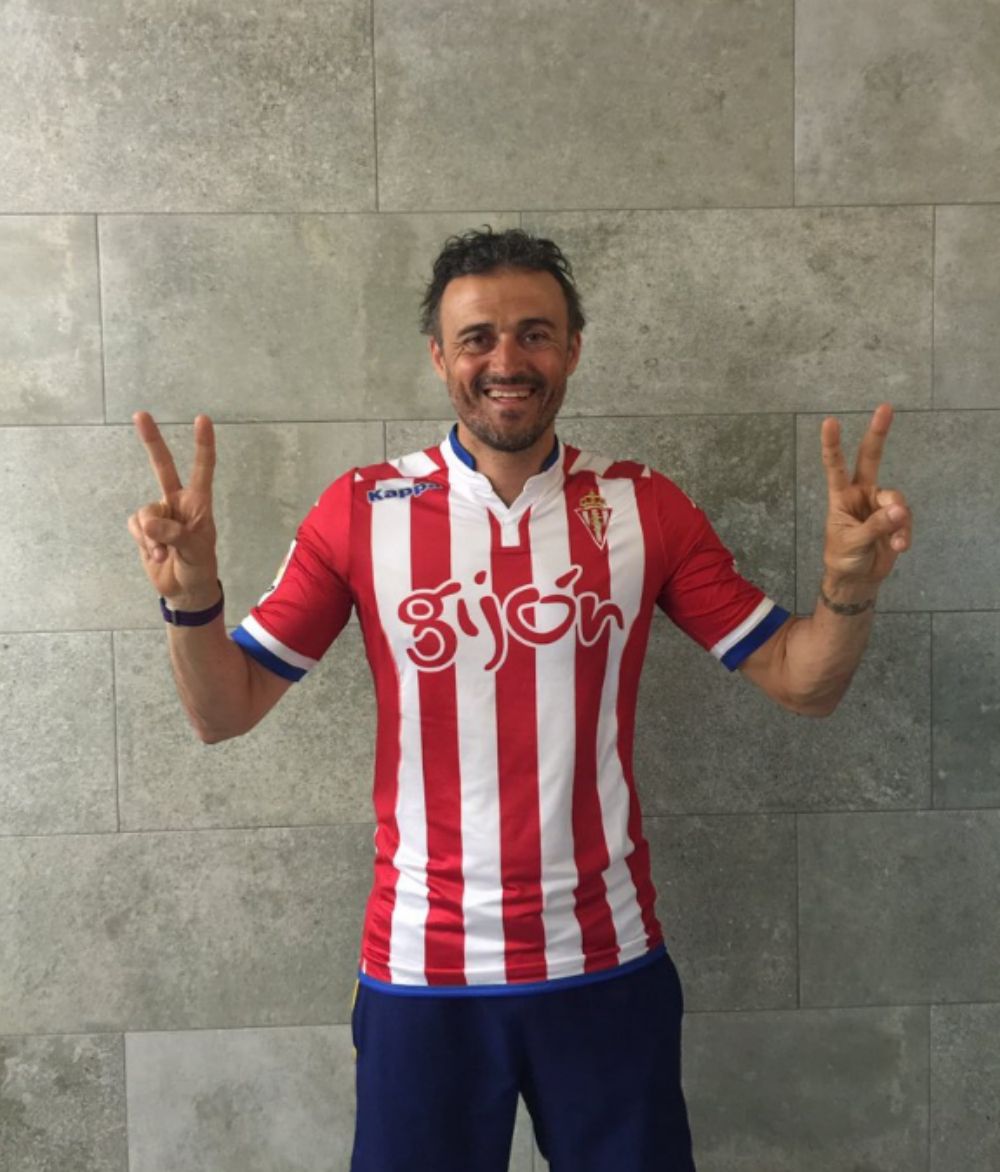 Luis Enrique celebra la salvación del Sporting