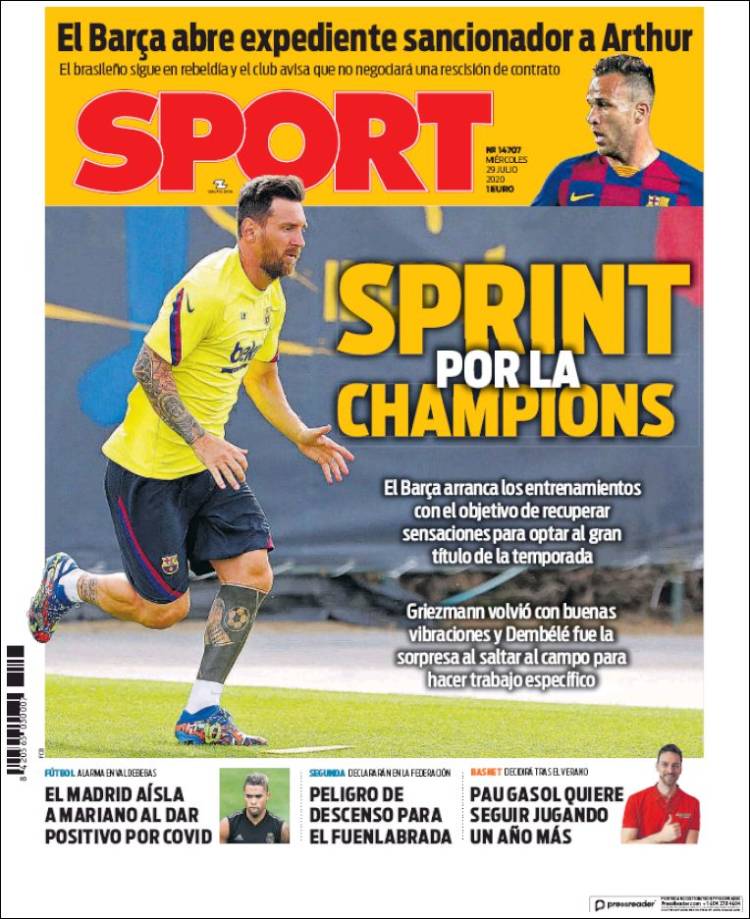 Sport Portada 29 07 2020