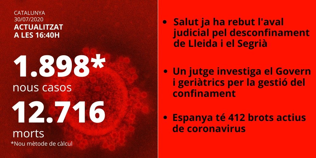 casos coronavirus catlaunya 30 juliol