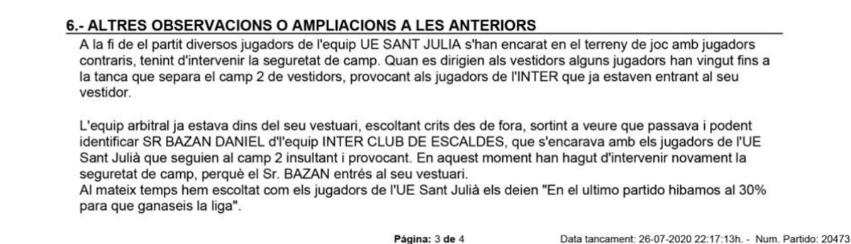 acta arbitral sant julià   inter escaldes DIARI ANDORRA