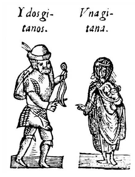 Representación más antigua de los gitanos en la península Iberica (1564), obra de Joan de Timoneda. Fuente Museo Virtual del Pueblo Gitano en Catalunya