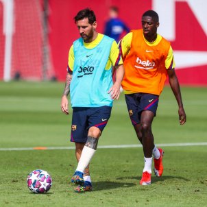 Messi Dembele entrenament Barca FC Barcelona Messi Dembele entrenament Barca FC Barcelona