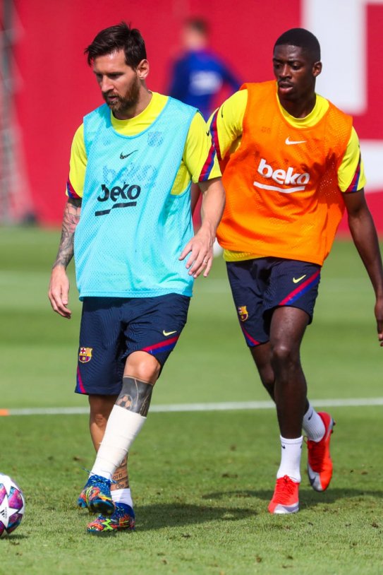 Messi Dembele entrenament Barca FC Barcelona