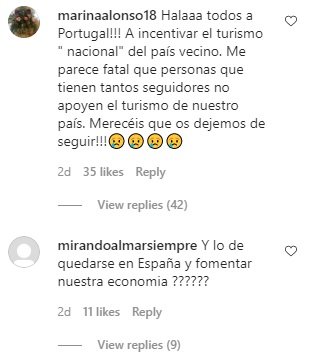 Comentarios en la publicación de Tamara Falcó. 